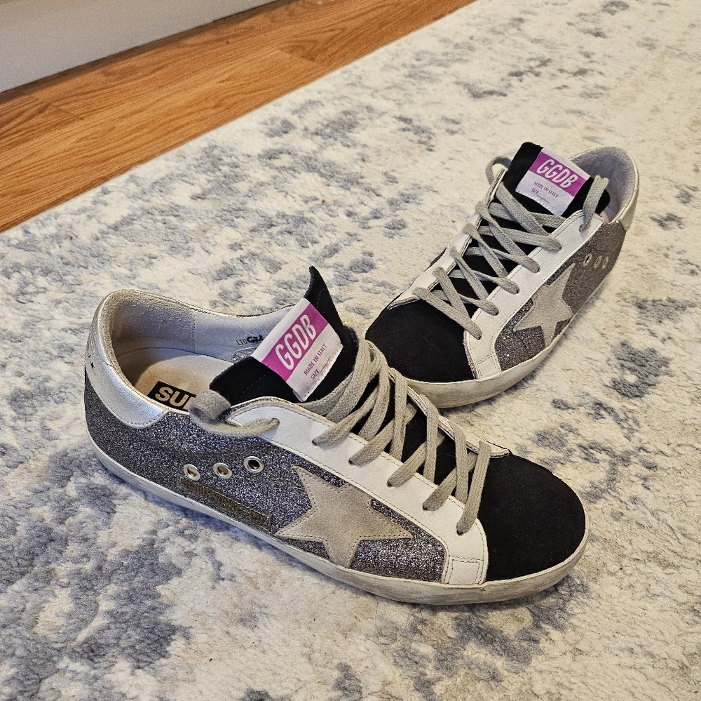 Golden goose glitter with suede star EU 39
